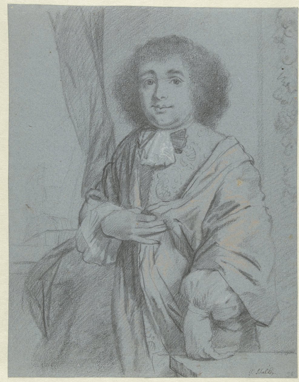 Ayakta duran bir beyefendinin portresi Sanat kitabı veya Caspar Netscher'in Çalışma albümü (seri başlığı) by Godfried Schalcken