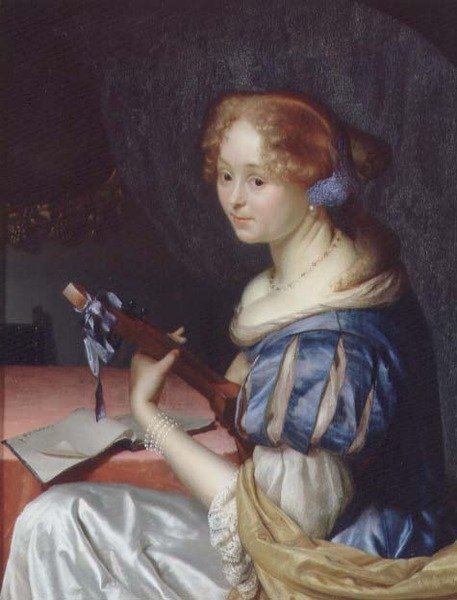Luteplayer (panel) by Godfried Schalcken