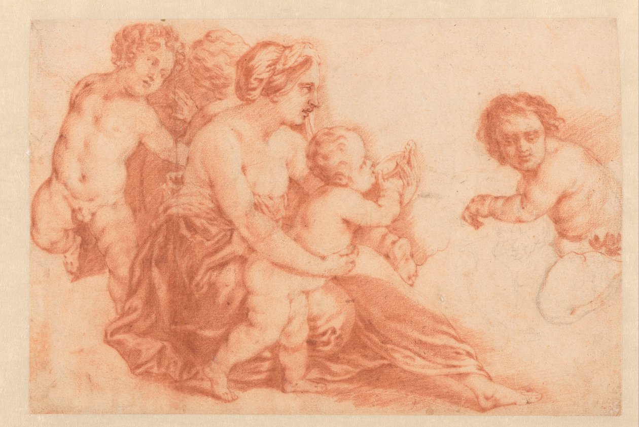 Birkaç çocuklu kadın Sanat kitabı veya Caspar Netscher'in Çalışma albümü (dizi adı) by Godfried Schalcken