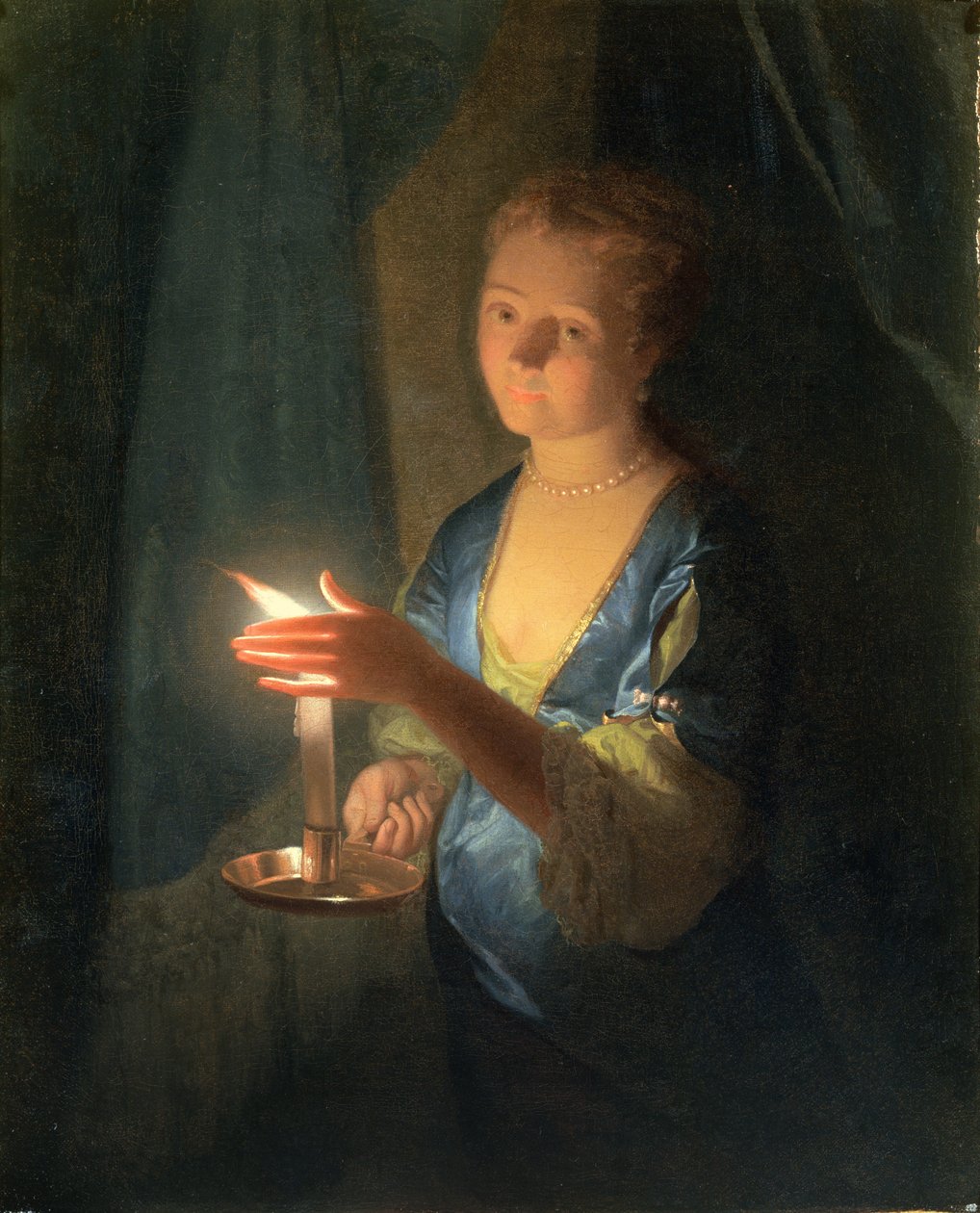 Bir mum tutan bir bayan by Godfried Schalcken