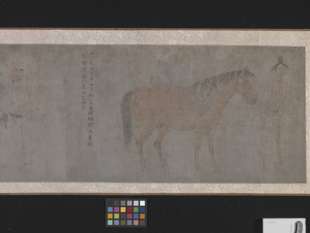 Five Tribute Horses (kağıt üzerine mürekkep ve renkli) by Gonglin Li