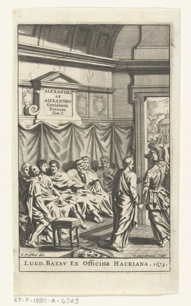 Başlık sayfası voor Alexander by Alexander, Genial Days, deel 1, 1673 by Gonsales Appelmans (attributed to)