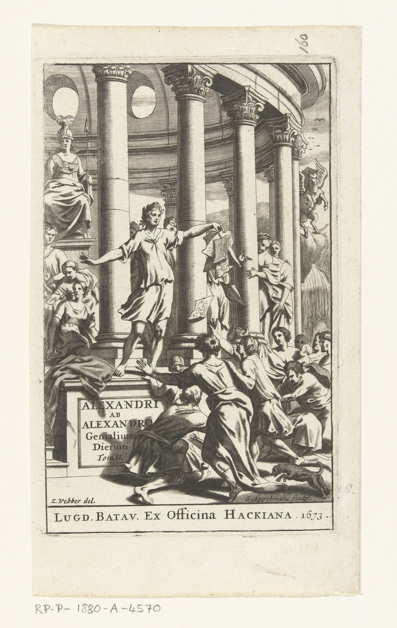 Başlık sayfası voor Alexander from Alexander, Genials of Days, deel 2, 1673 by Gonsales Appelmans (attributed to)