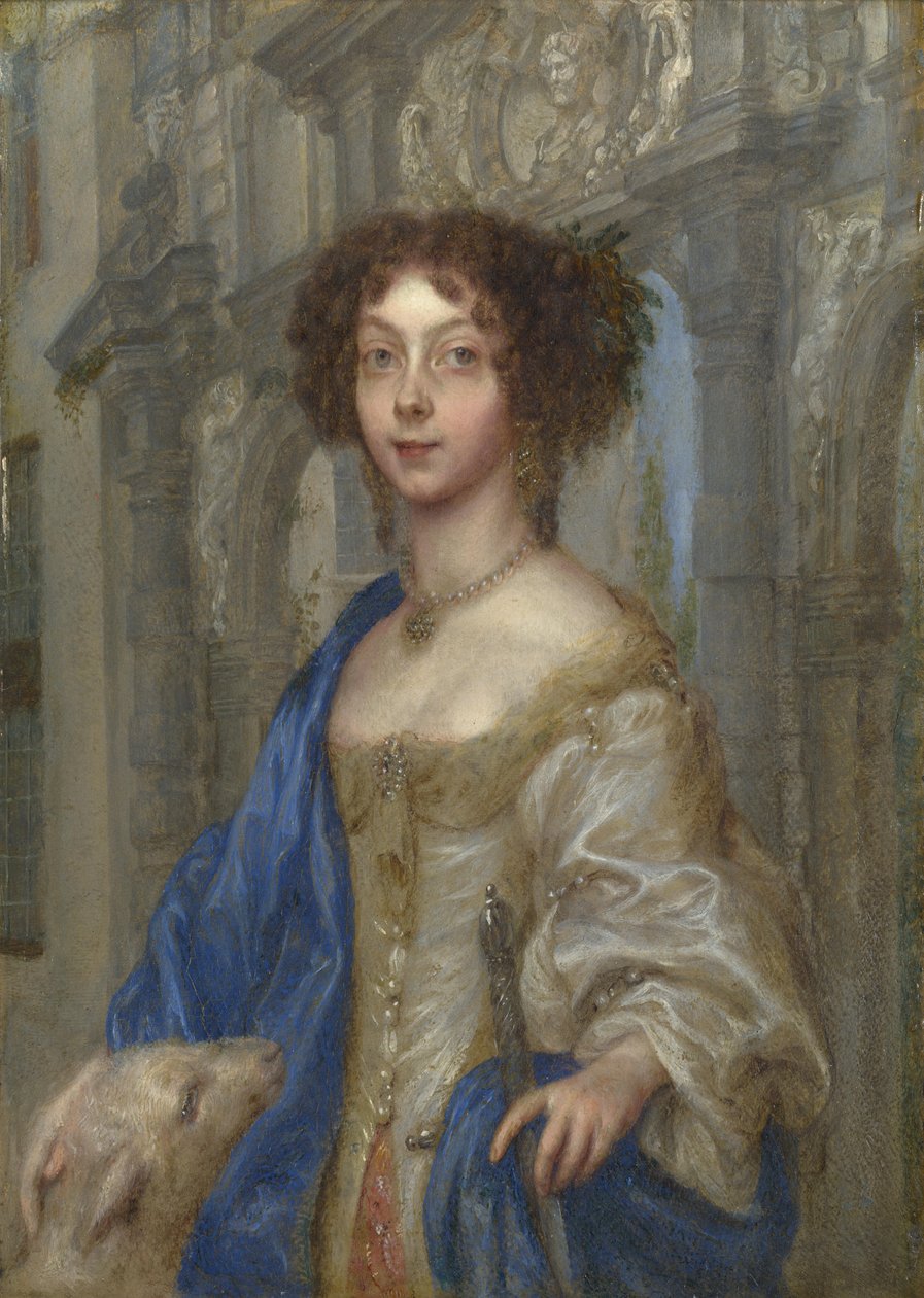 Bir Kadının Portresi, Aziz Agnes, c. 1680. by Gonzales Coques