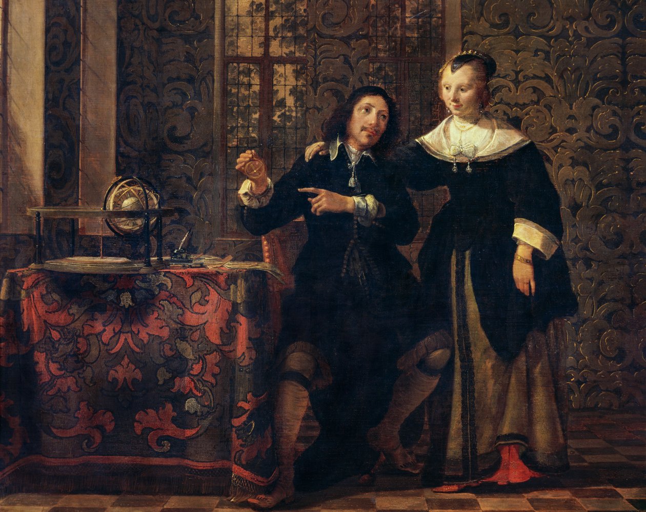 Astronom ve eşi, Gonzales Coques'un resmi (1614 ca-1684), panel üzerine yağlı boya, 405x505 cm by Gonzales Coques