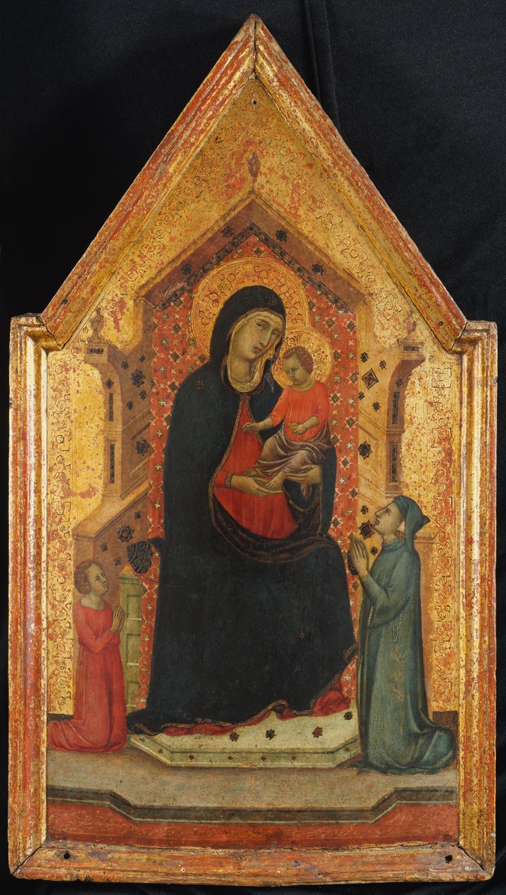 Madonna ve Çocuk İki Bağışçıyla Taht Edildi, 1315-30. by Goodhart Master