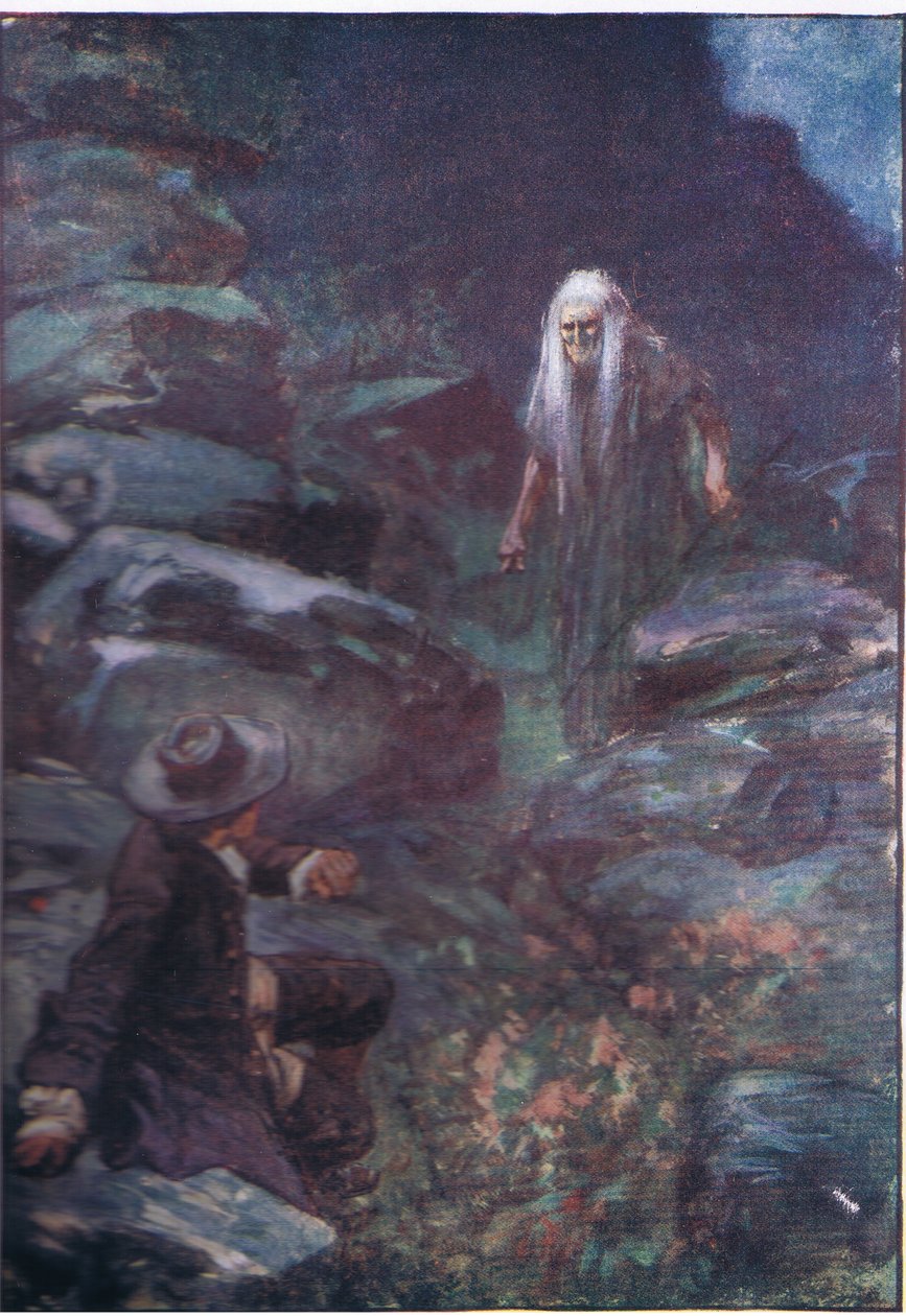 All this while the fearful woman was coming near, from Lorna Doone pub.by W & R Chambers Ltd, 1921  by Gordon Frederick Browne