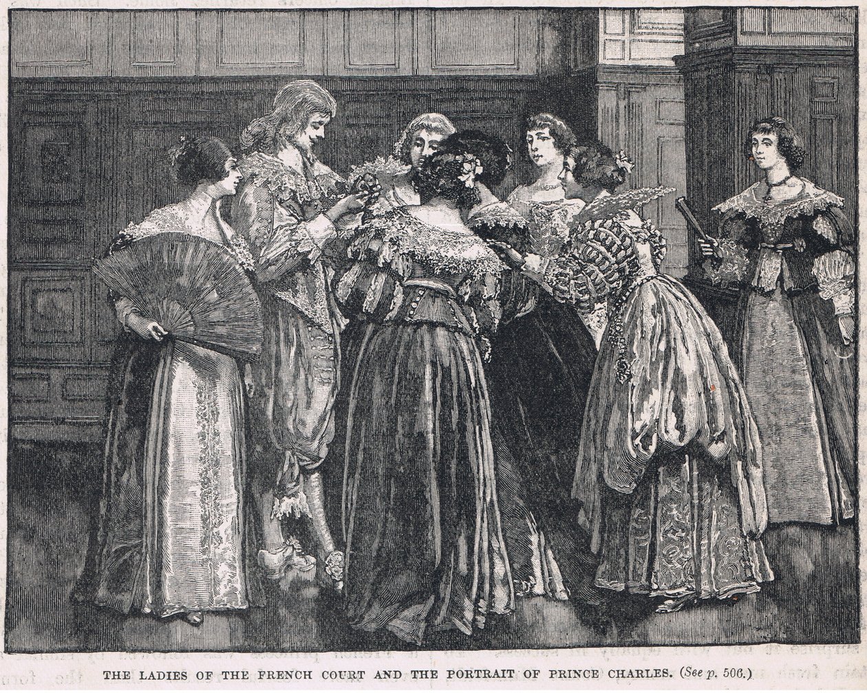 Fransız sarayının hanımları ve Prens Charles 1624