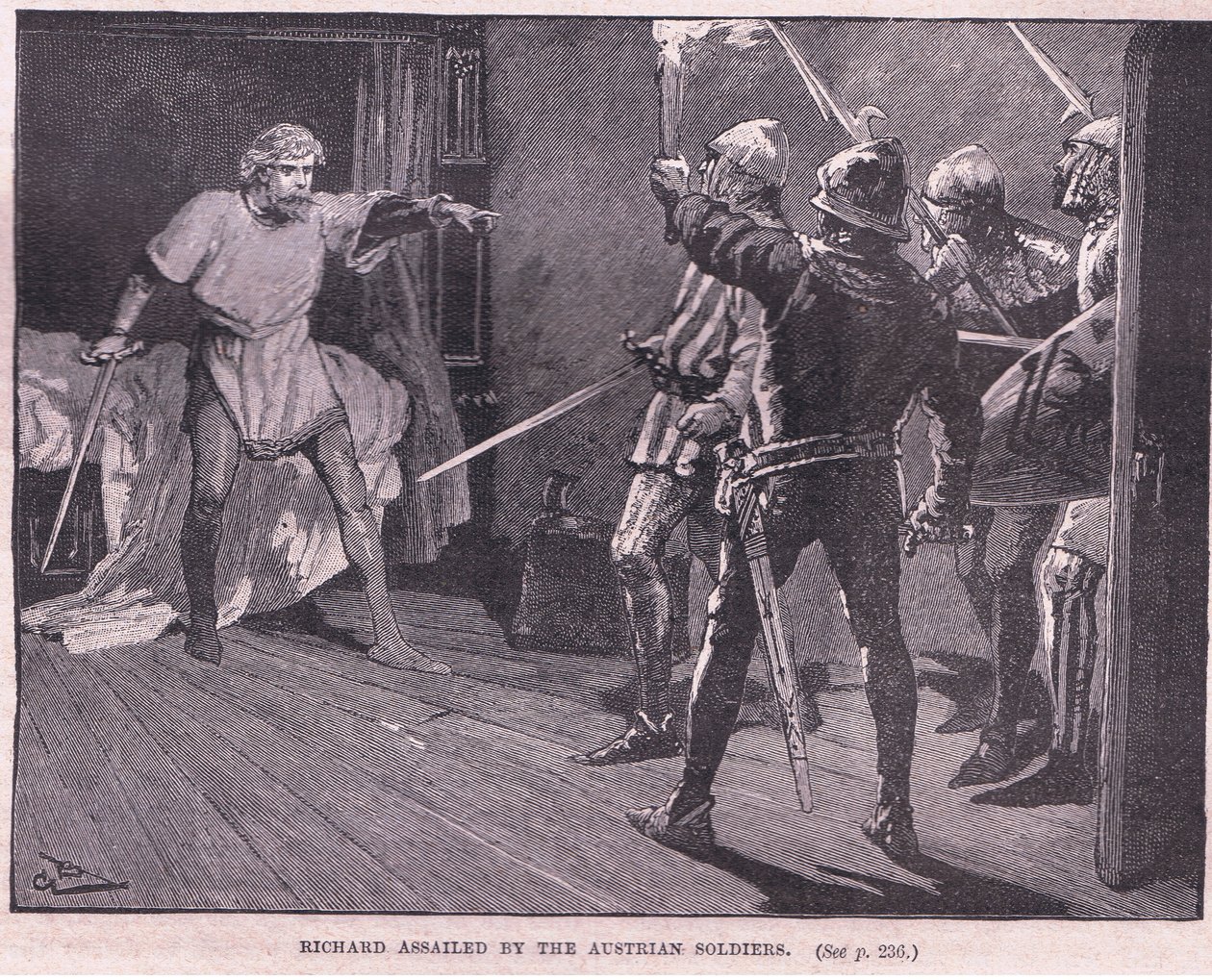 Richard, MS 1192 Avusturya askerleri tarafından saldırıya uğradı by Gordon Frederick Browne