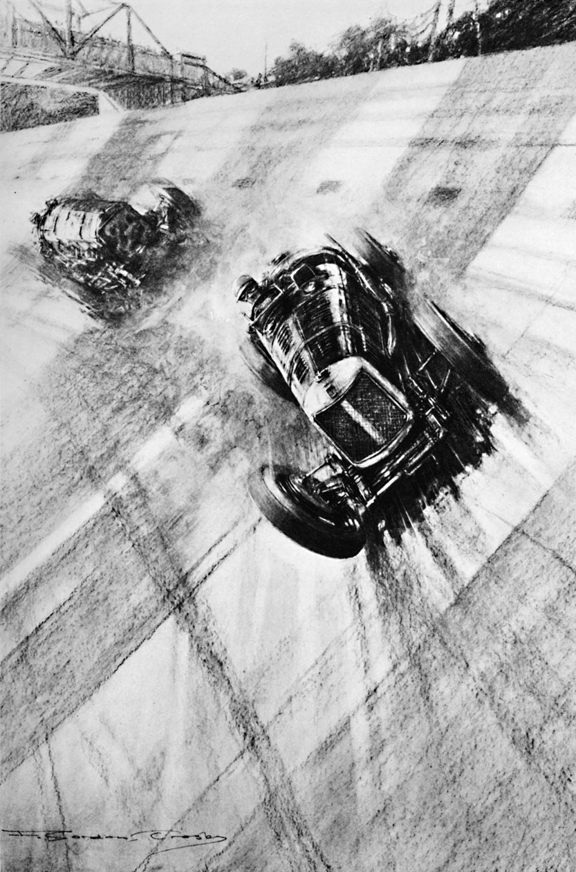 Whitney Straight Maserati, Üyeler Köprüsü dönüşünde, Brooklands, 1933, 1937 by Gordon Crosby