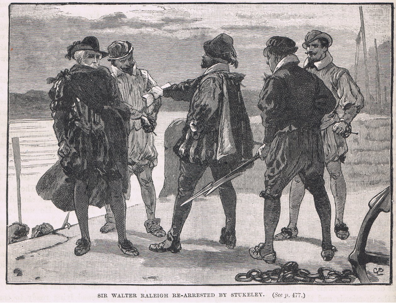 Sir Walter Raleigh, 1618 Stukeley tarafından yeniden tutuklandı by Gordon Frederick Browne