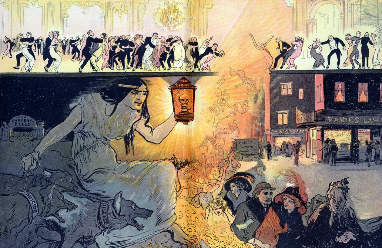 Ölümün Dansı, pub. 1912 (renkli litografi) by Gordon Ross