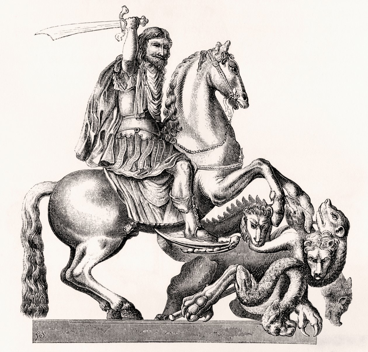 İngiltere Kralı II. Charles, Ejderhayı Öldüren Aziz George olarak temsil ediliyor, 1855 by Gottfried Leigeber
