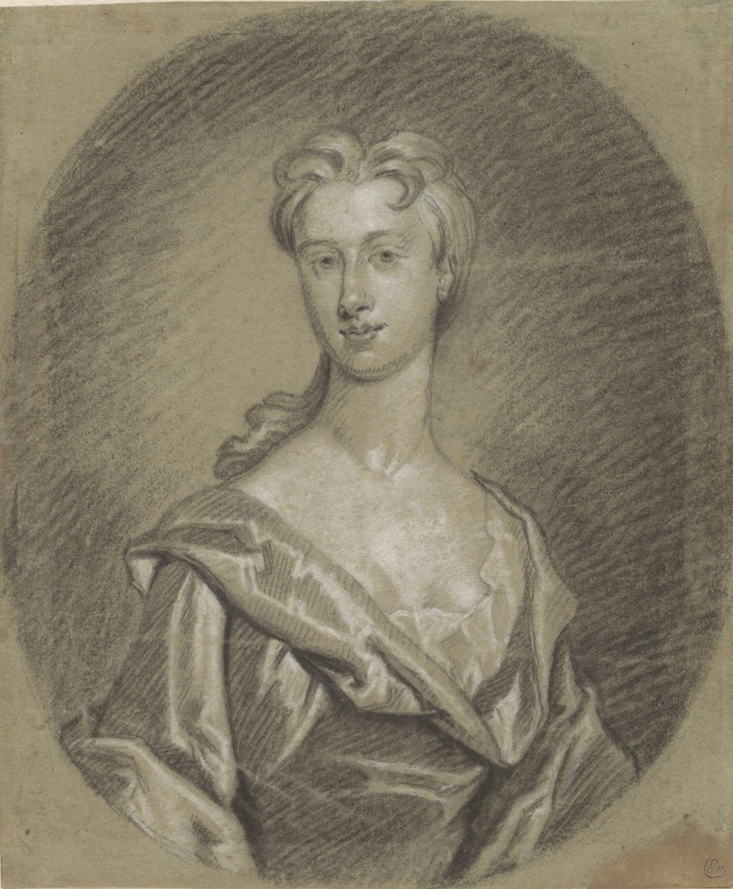 Kadın portresi, büstü, oval by Gottfried Kneller