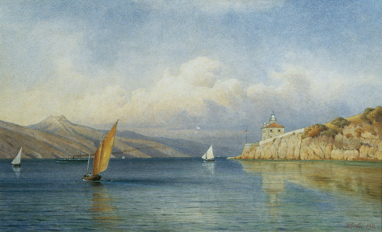 Cherso adasındaki Prestenizza deniz feneri by Gottfried Seelos