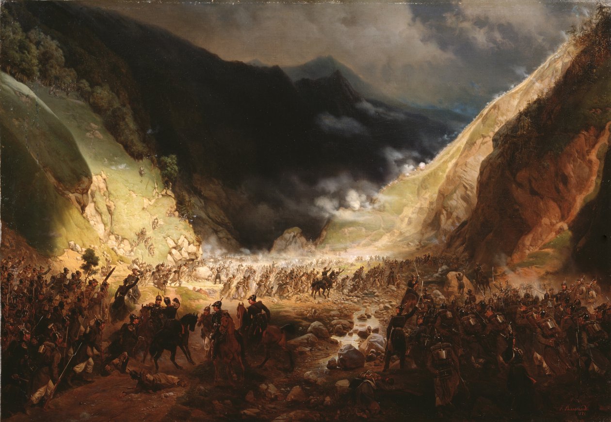 Rothenthurm Geçidi Savaşı, 1871 by Gottfried Willewalde