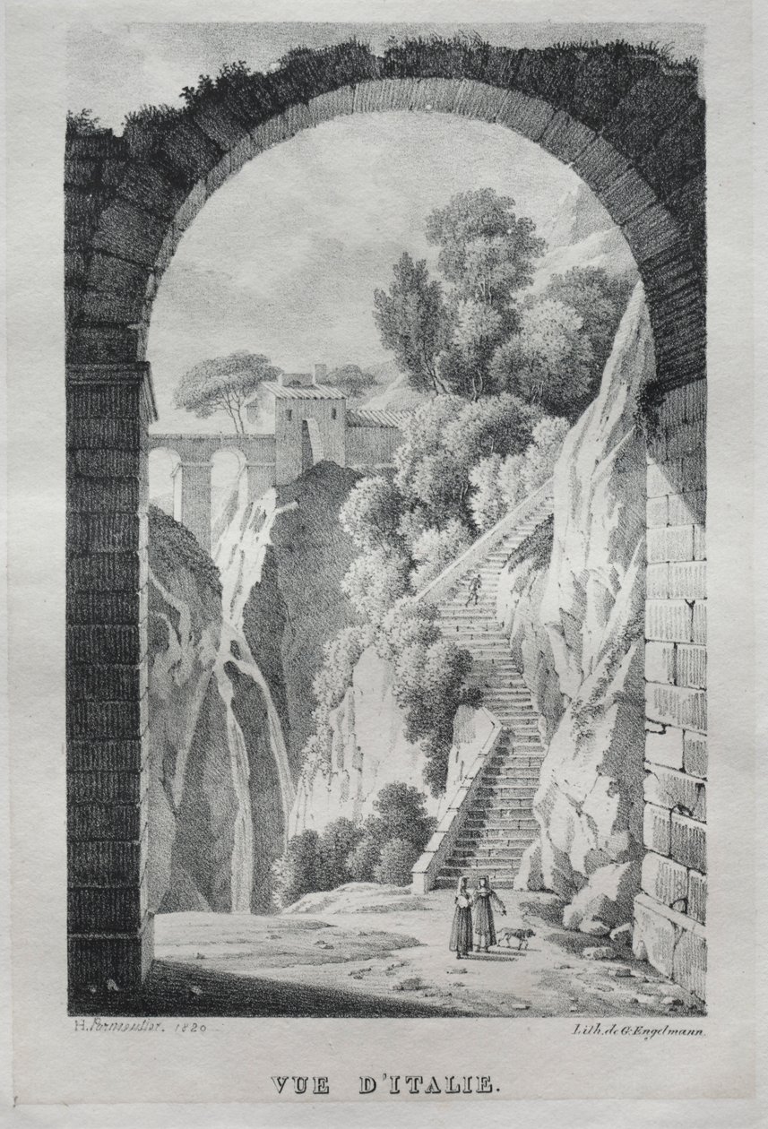 Vue dItalie, 1820. by Gottfried or Godefroy Engelmann
