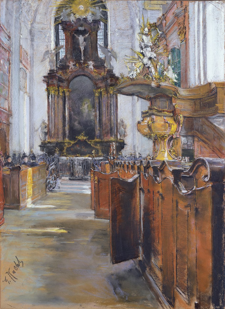 Imbere muri Mutagatifu Michaelis i Hamburg, 1890 (pastel ku mpapuro) by Gotthardt Johann Kuehl