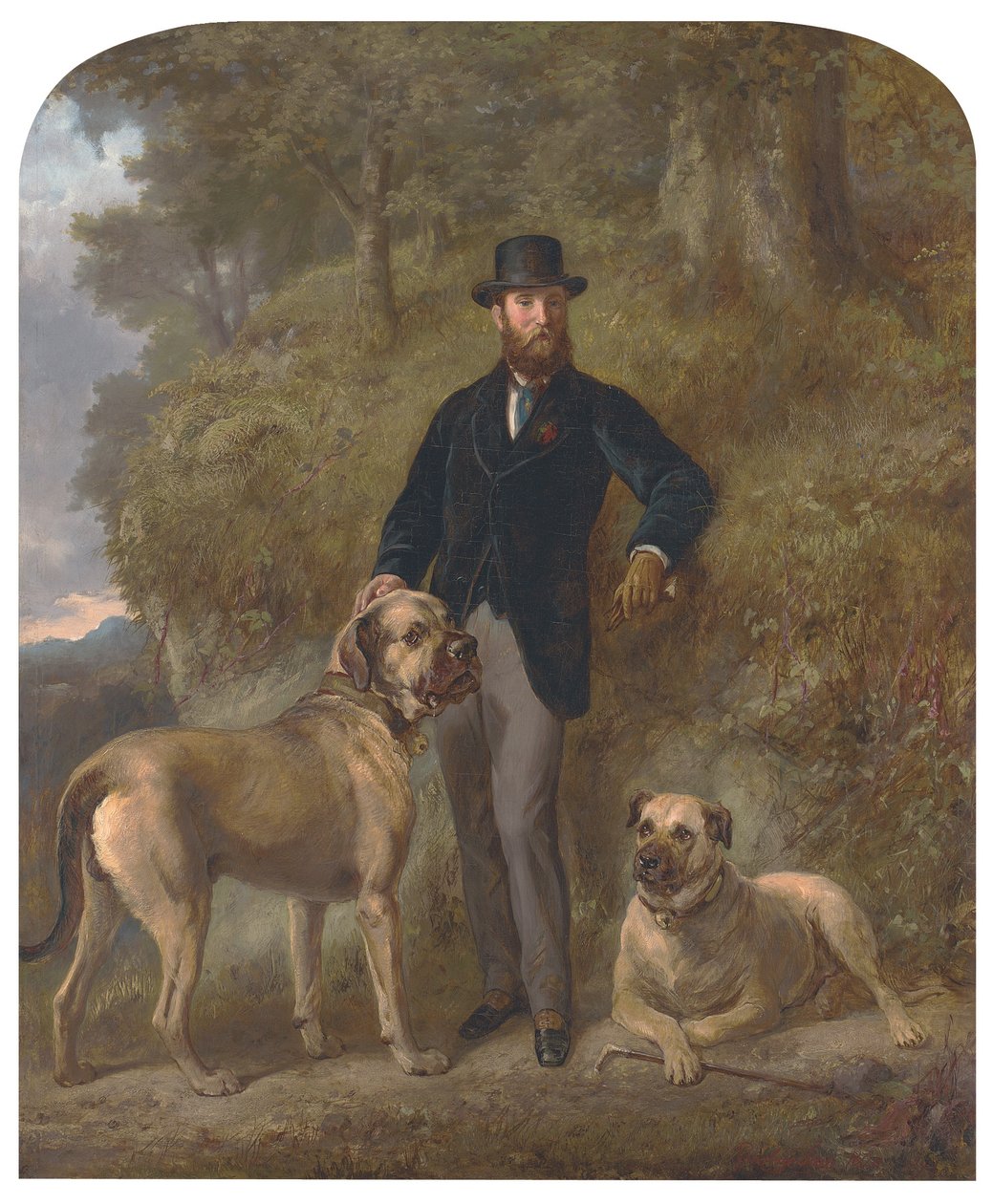 Drumpellier'den Albay Garrick-Buchanan, iki Mastiff'iyle (tuval üzerine yağlı boya) by Gourlay Steell