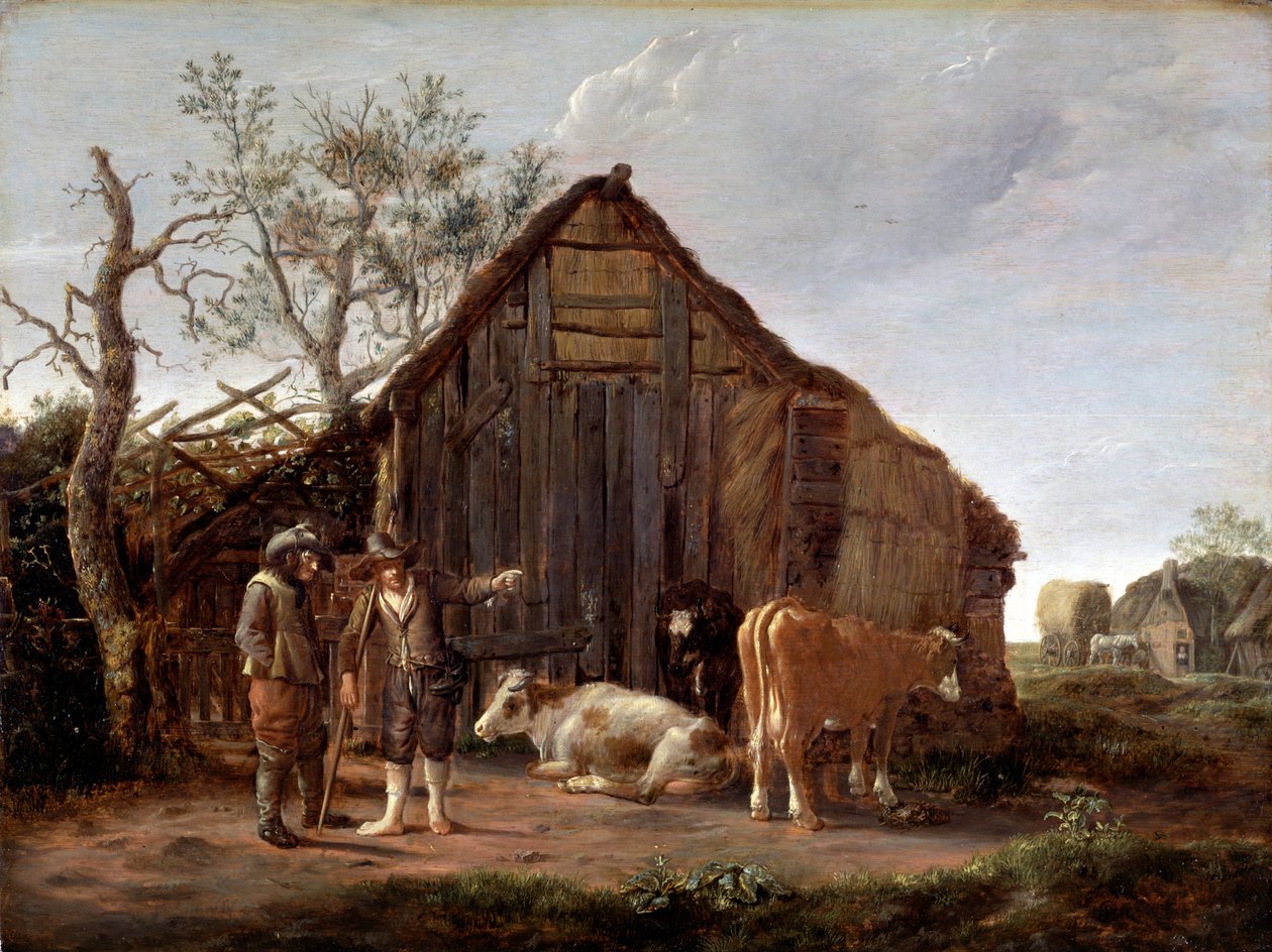İneklerle İki Köylü by Govaert Camphuysen