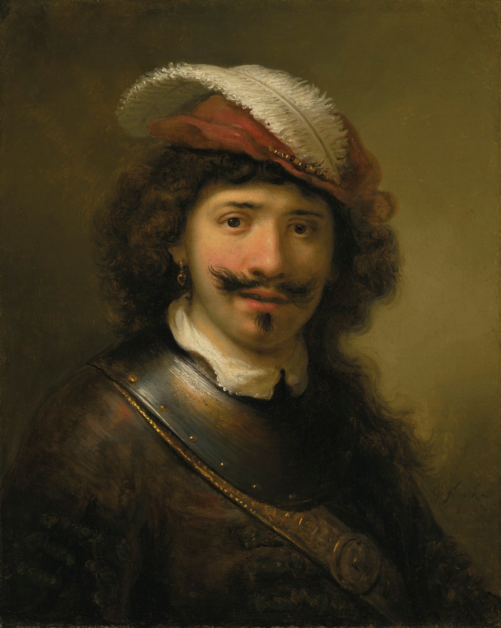 Gorget ve Tüylü Şapka Takan Bir Adamın Portresi, 1636. by Govaert Flinck