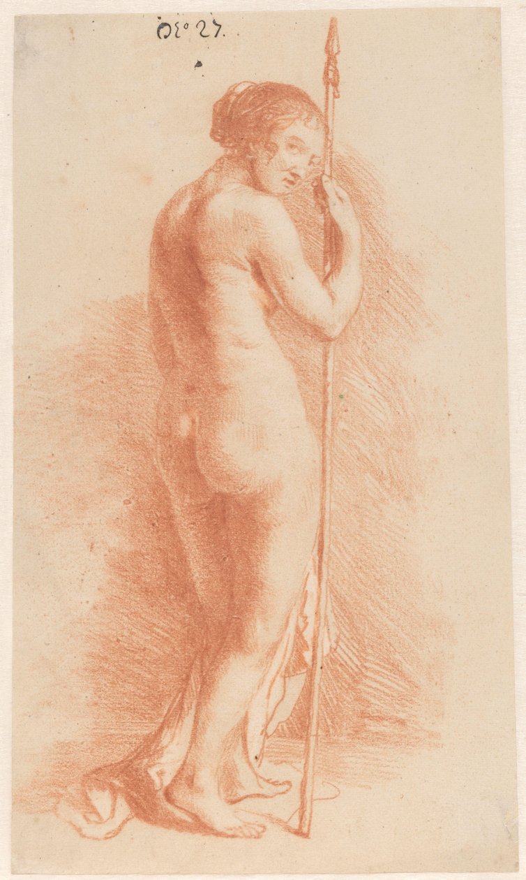 Bir mızrak ile duran kadın by Govert Flinck (attributed to)