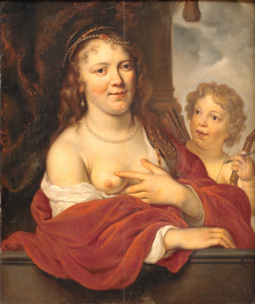 Bir Hanımefendi ve Çocuğu Venüs ve Aşk Tanrısı olarak by Govert Flinck