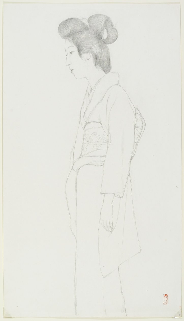 (Duran bir kadın çizimi), 20. yüzyılın başları by Goyo Hashiguchi