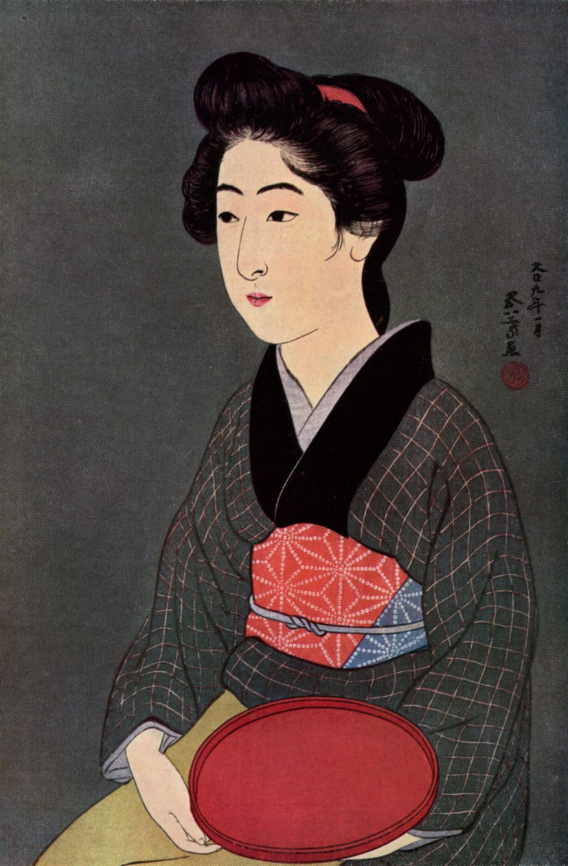 Tepsili bir Japon garson, 1920 1930. by Goyo Hashiguchi