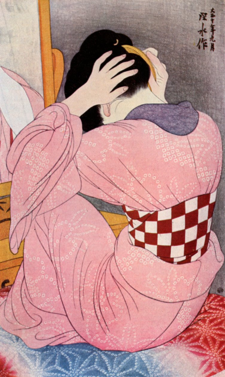 Saçını süsleyen Japon bir kadın, 1920