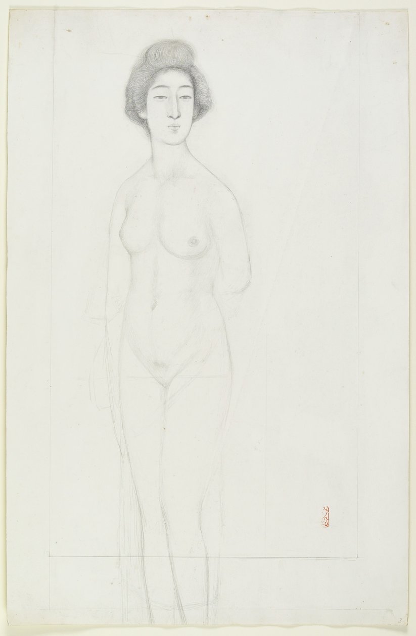 Önden Pozlanmış Bir Çıplak Çizimi, 20. yüzyılın başlarında by Goyo Hashiguchi
