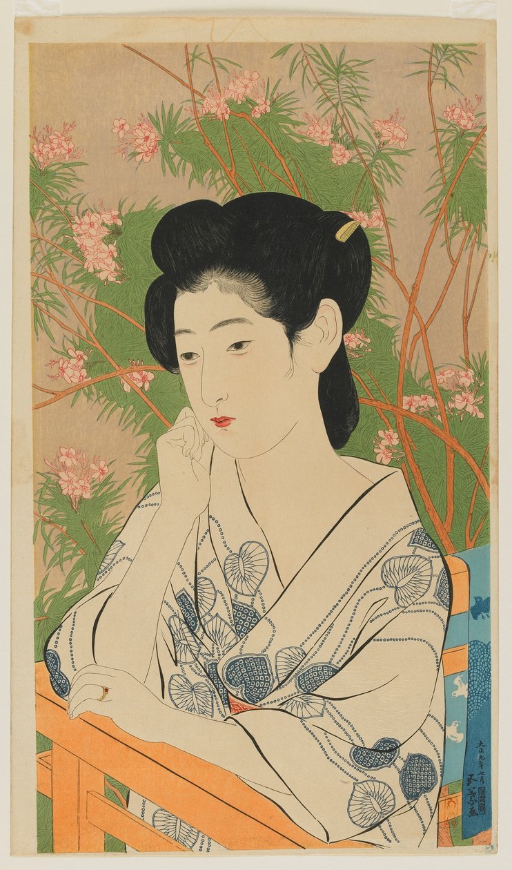 Hot Spring Hotel (Onsen yado) Taisho dönemi, Temmuz 1920 (renkli tahta baskı) by Goyo Hashiguchi