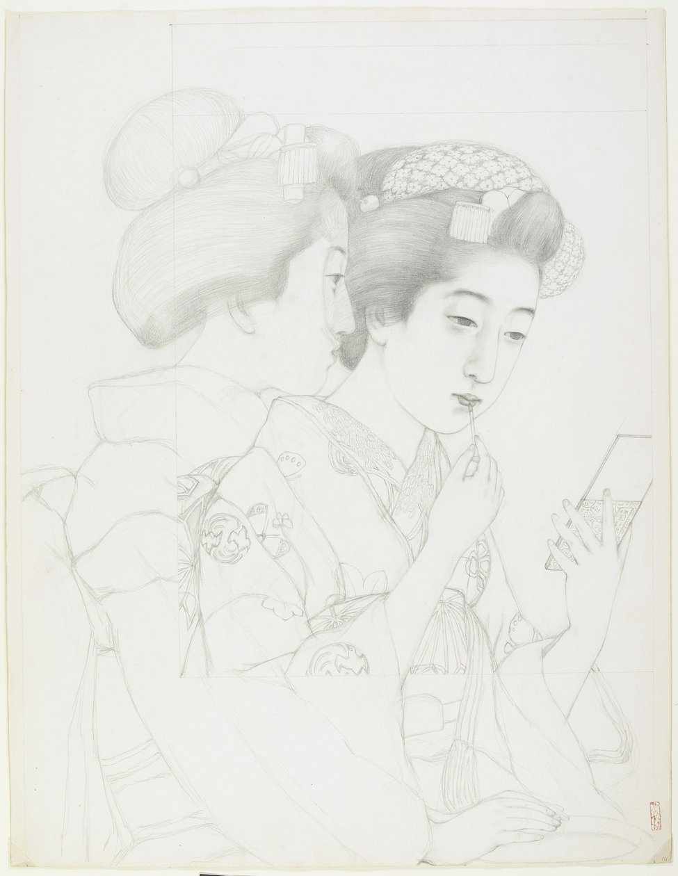 Dudak Fırçası Tutan Kadın Çalışması, 1919 by Goyo Hashiguchi