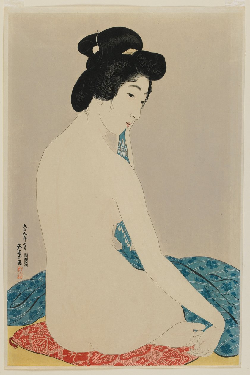 Banyodan Sonra Kadın, Taisho dönemi, Temmuz 1920 (renkli tahta baskı) by Goyo Hashiguchi