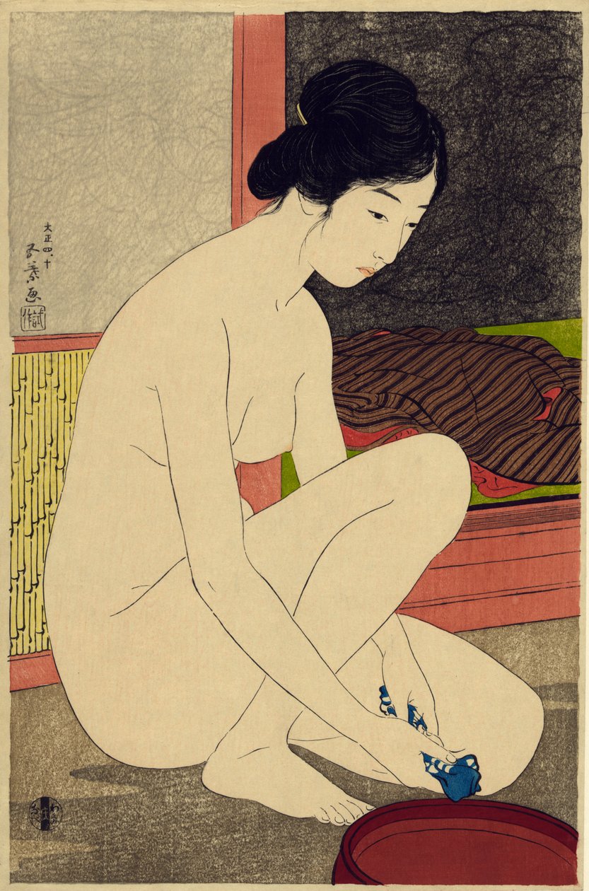 Yokugo no onna, 1915 (renkli tahta baskı) by Goyo Hashiguchi