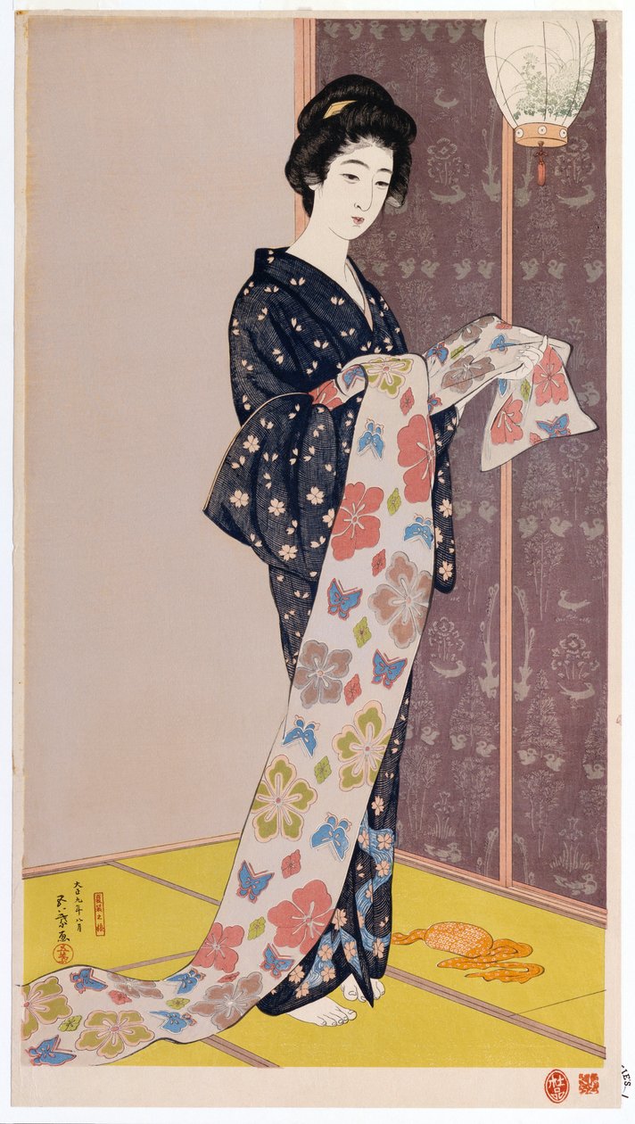 Yaz kimonolu genç kadın, 1920 by Goyo Hashiguchi