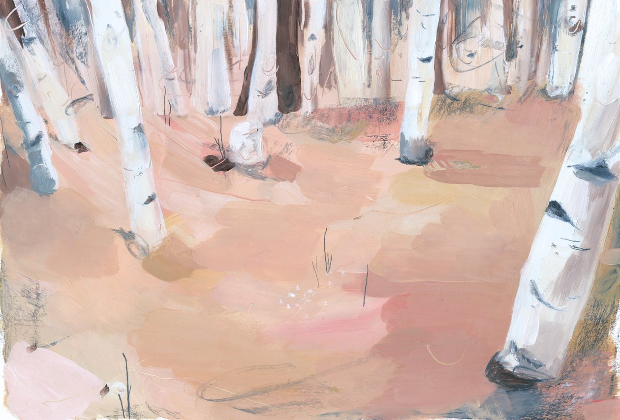 Bir Gece, 2012 (kağıt üzerine yağlı boya) by Grace Helmer