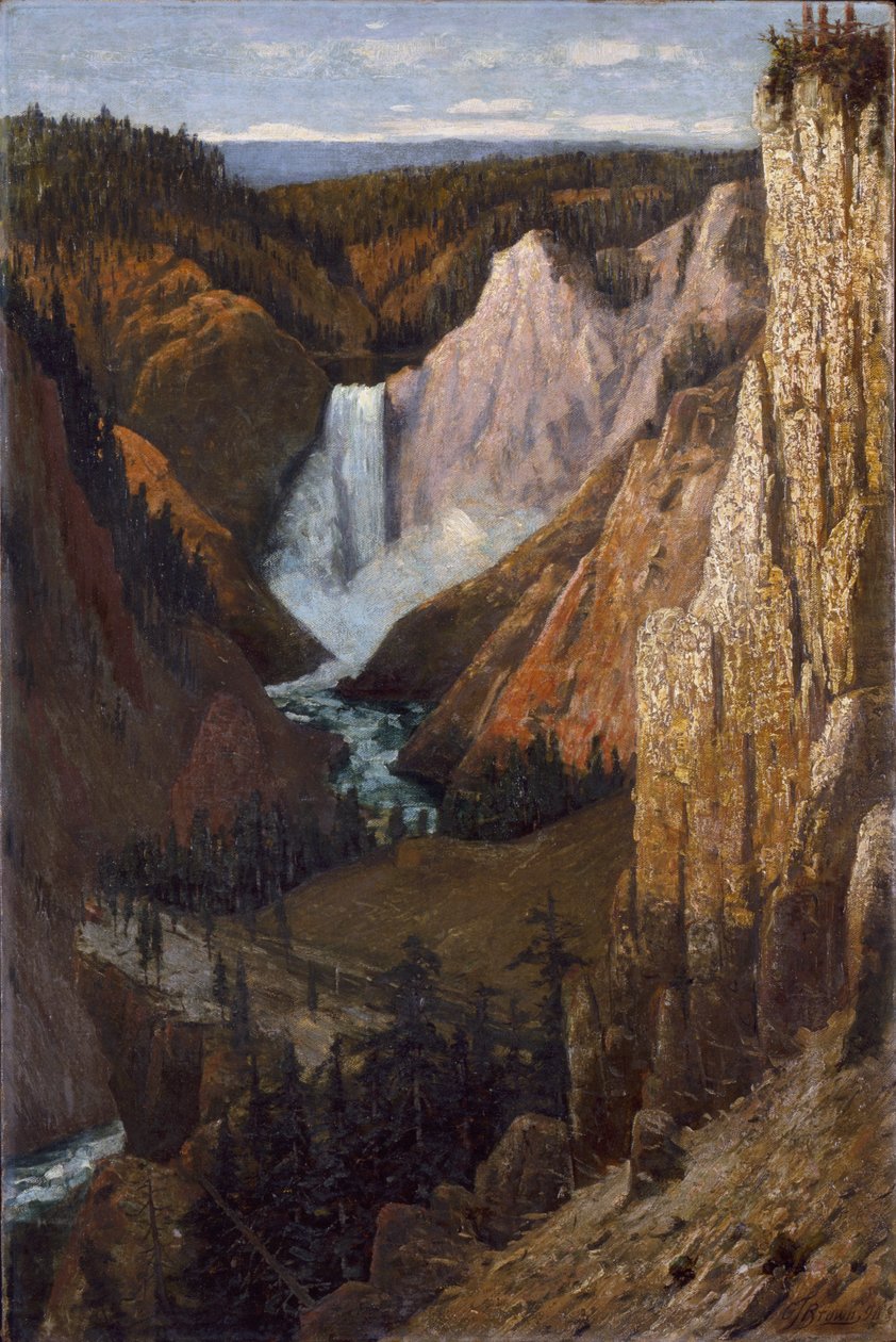 Aşağı Şelalelerin görünümü, Yellowstone Büyük Kanyonu, 1890. by Grafton Tyler Brown