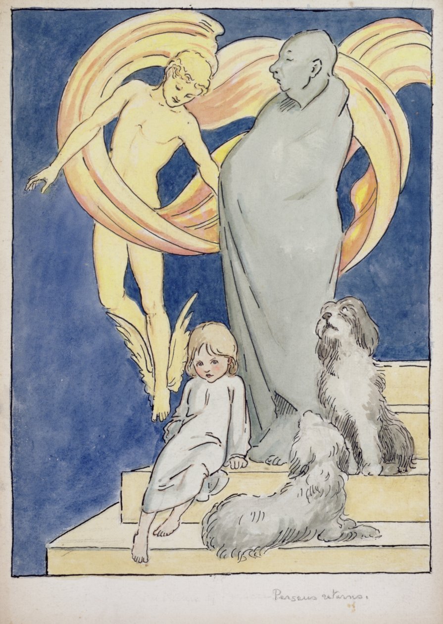 Perseus Returns, c.1904-05 (kağıt üzerine suluboya, kalem ve mürekkep) by Graham Robertson