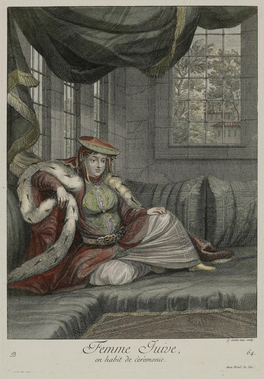 Resmi elbiseli Yahudi kadın by Gerard Jean Baptiste Scotin