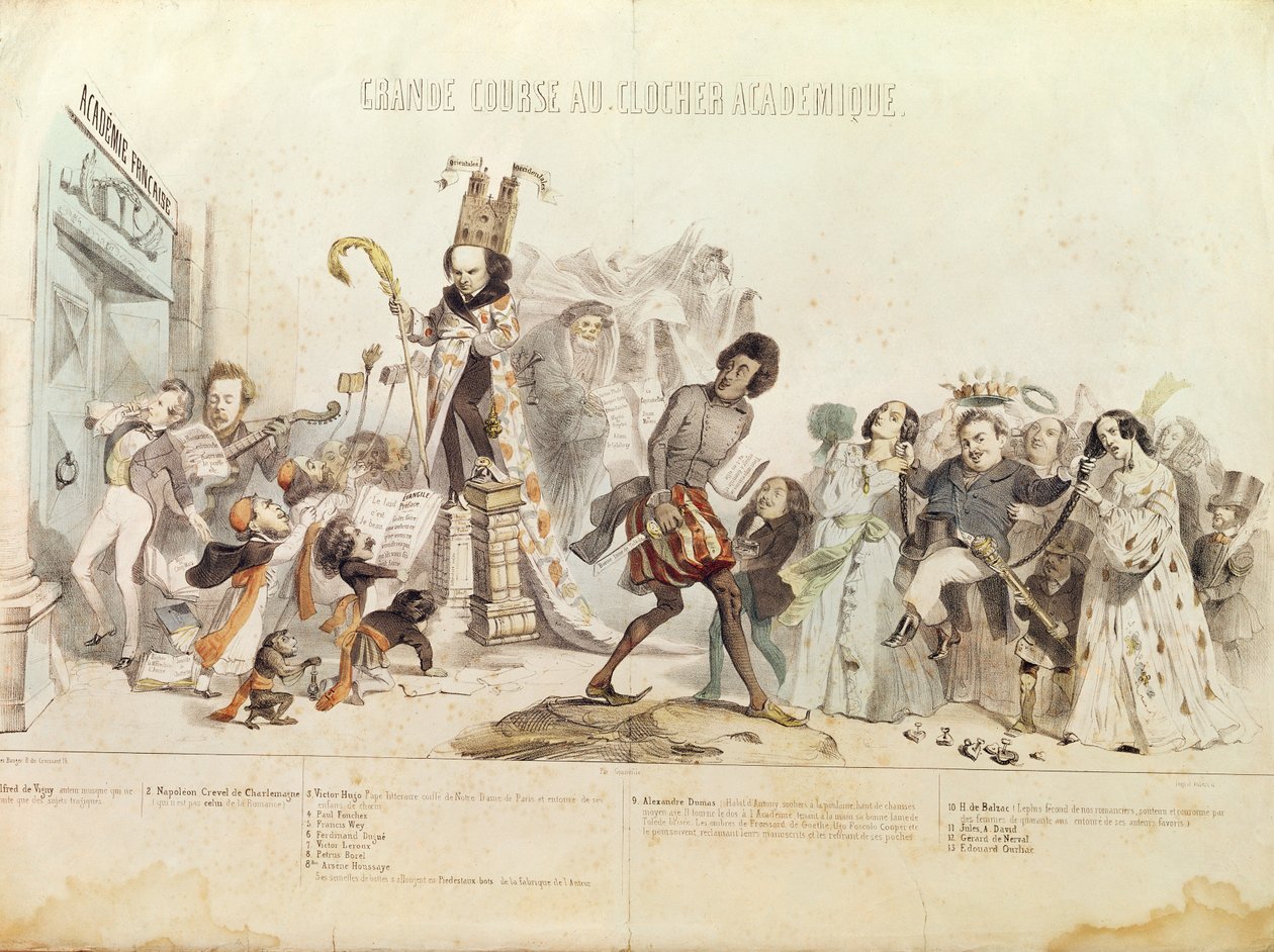 The Great Academic Competition, caricature of the Academie Francaise  by Grandville