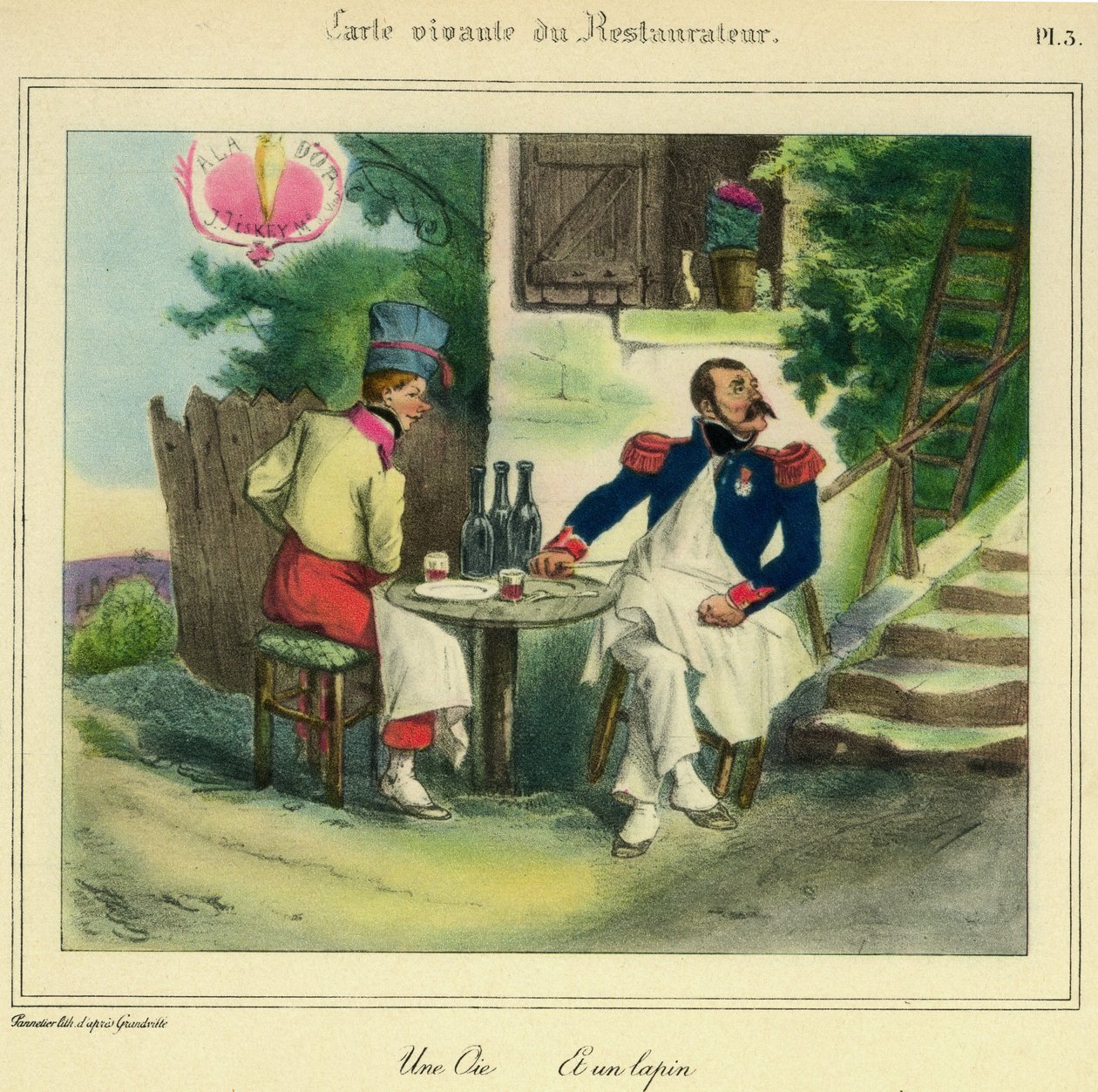 Restaurateur “Bir Kaz ve Bir Tavşan”ın yaşayan haritası (litografi) by Grandville
