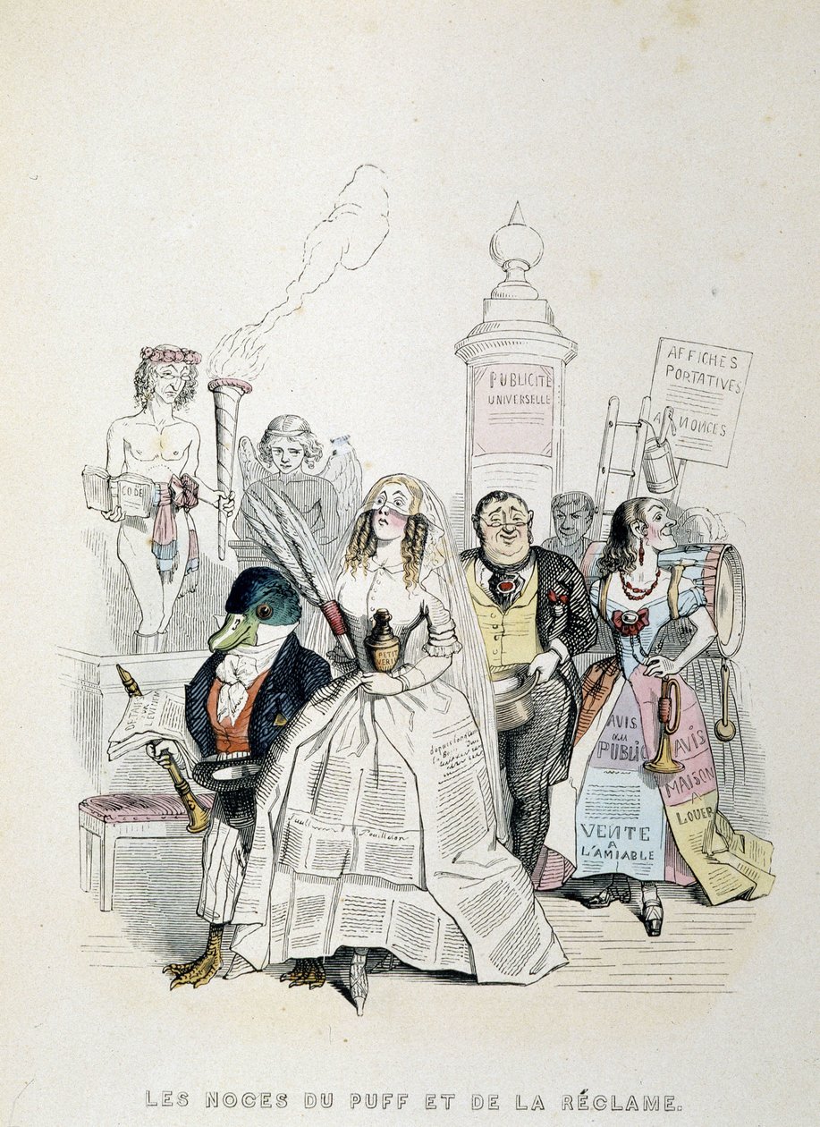 The Wedding of the Puff and the Advertising (basın reklamlarının bolluğu üzerine çizgi film) - Grandville tarafından by Grandville
