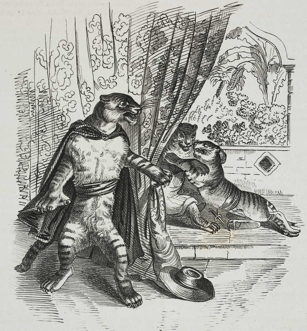 Kaplan hançerle ilerliyor, karikatür Jean-Jacques Grandville (1803-1847), litografisi Poliorama Pittoresco