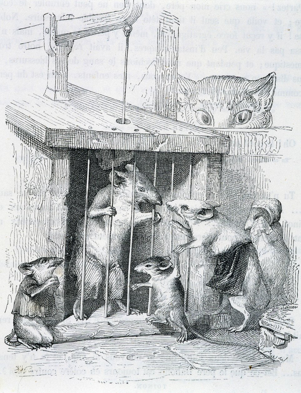 Parçalanmış ailesi tarafından çevrili kapana kısılmış fare - Grandville tarafından by Grandville