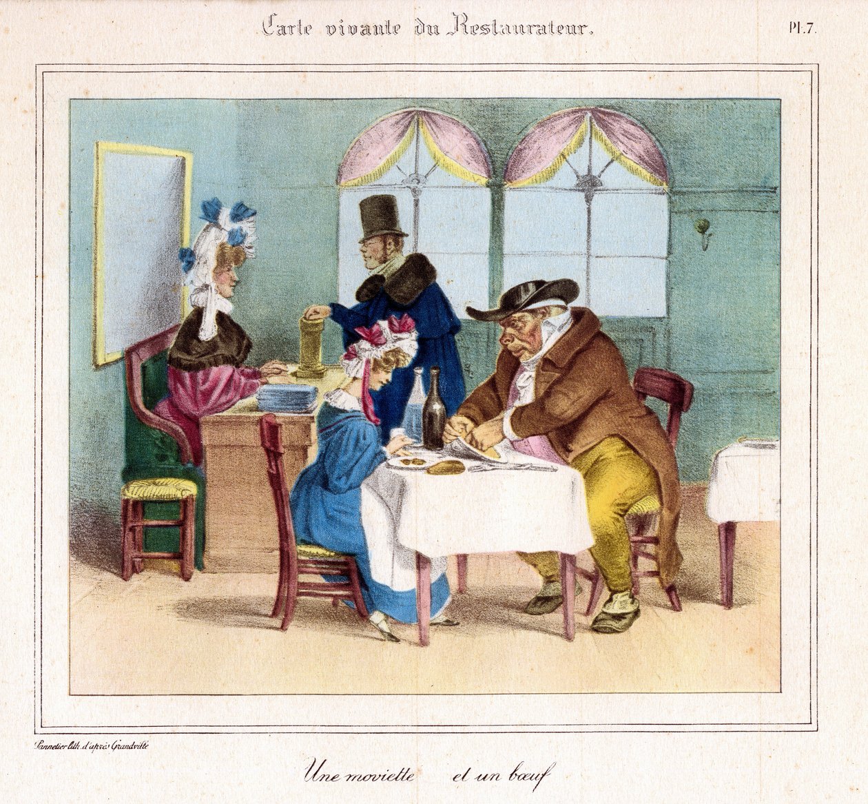 Restoranın Yaşam Kartı: Bir pısırık ve bir sığır eti. 1831-32 (litografi) by Grandville