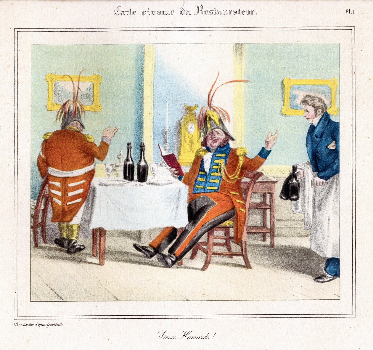Lokantacı Yaşam Haritası: İki Istakoz! 1831-32 (litografi) by Grandville
