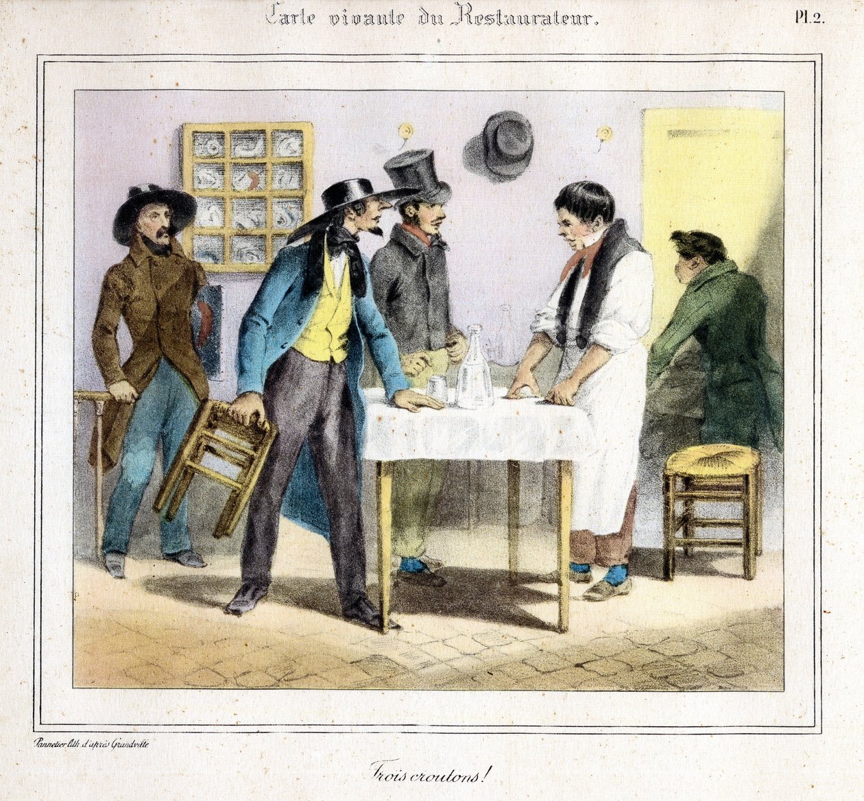 Lokantacının Yaşayan Kartı: Üç kruton! 1831-32 (litografi) by Grandville