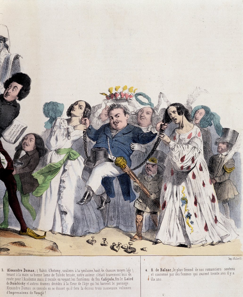 Alexandre Dumas Fils ve Honoré de Balzac üzerine karikatür - Grandville, 21/02/1844