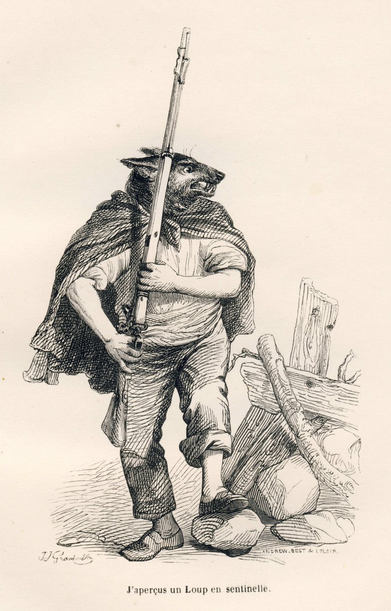 Kurt nöbette. JJ Granville tarafından gösterilen vinyetler. Gravür, George Sand